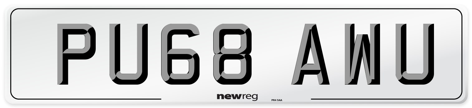 PU68 AWU Number Plate from New Reg